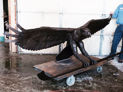 Bronze Hawk In Flight Monument Statue