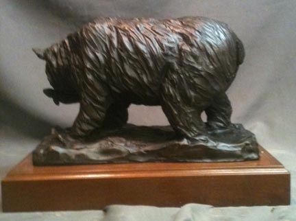 Alaskan Bear with Salmon bronze statue 2