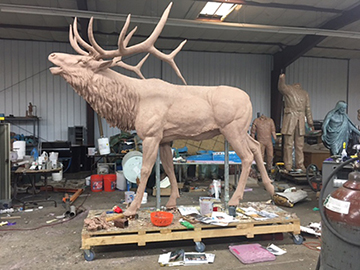 Clay Sculpture of an Elk