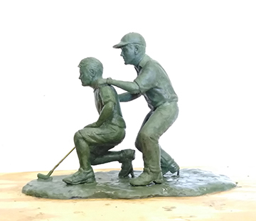 Father and Son Golfing Statue clay